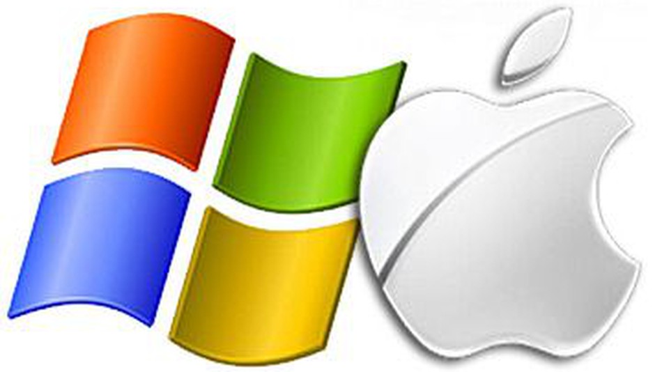An image of the Microsoft and Apple logos to represent the new Microsoft Seeing AI app
